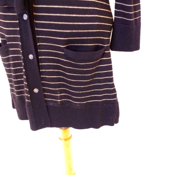 DKNY Lightweight Striped Wool Blend Cardigan w/Silk Tie- Sz. Sm - Picture 2 of 4